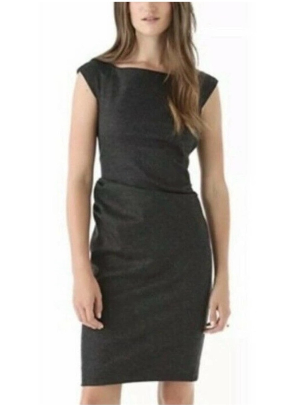 Diane von Furstenberg Gray Wool Blend Ruched Sheath Dress Size 6